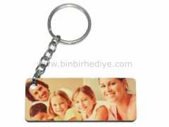 Kişiye Özel Fotoğraf Baskılı  Dikdörtgen Ahşap Anahtarlık 7x3,5cm