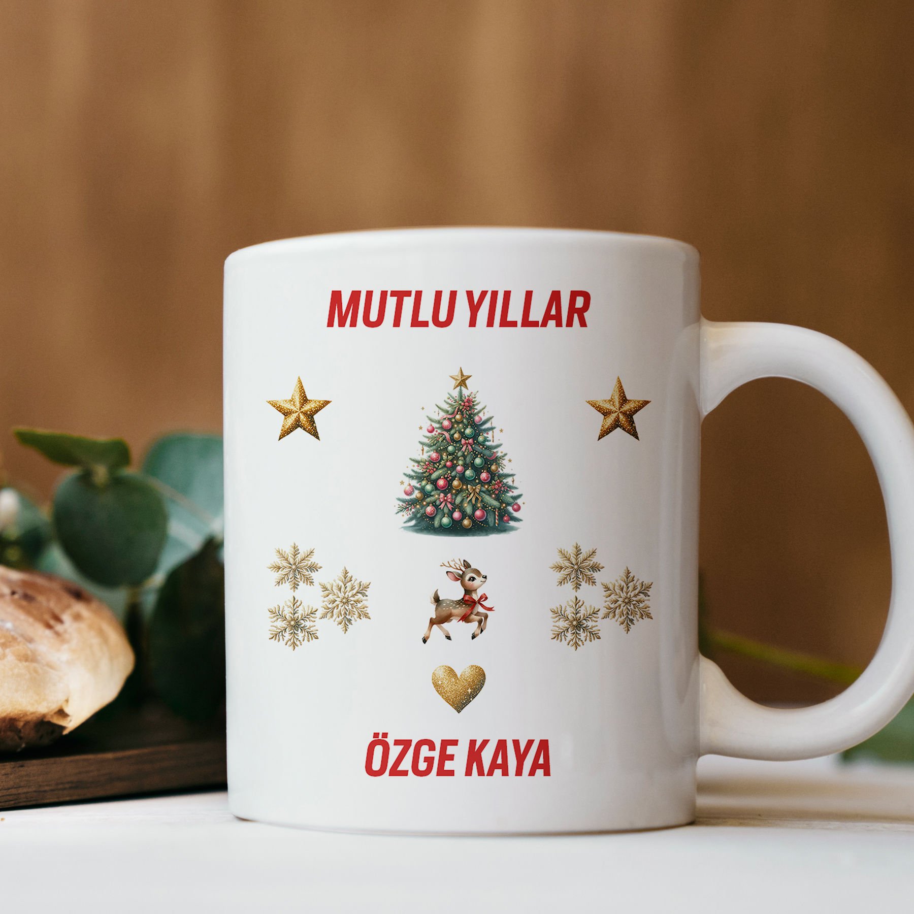 Mutlu Yıllar Yılbaşı Kupa Bardak Kişiye Özel Tasarım