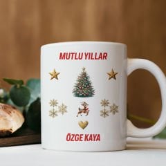 Mutlu Yıllar Yılbaşı Kupa Bardak Kişiye Özel Tasarım