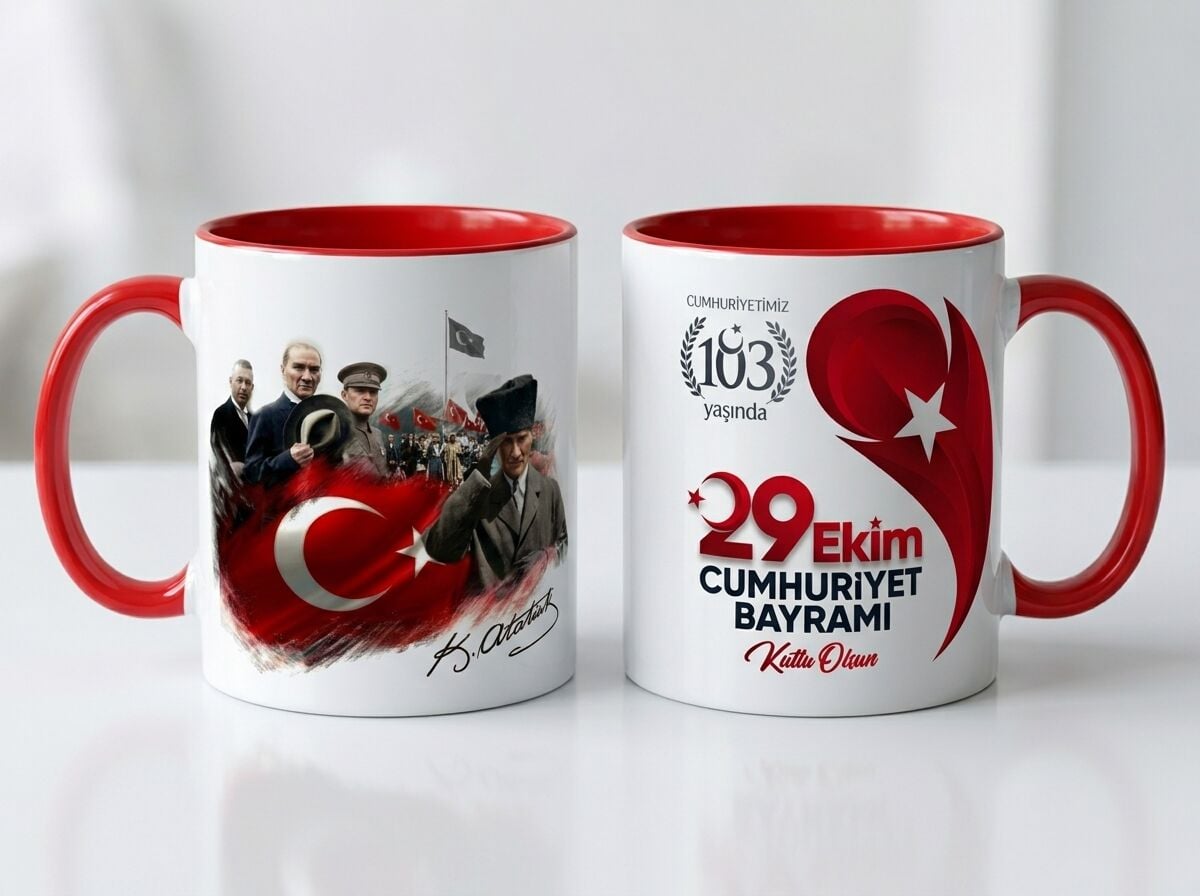 29 Ekim Cumhuriyet Bayramı Özel Tasarım Kupa Bardak Tasarım 3